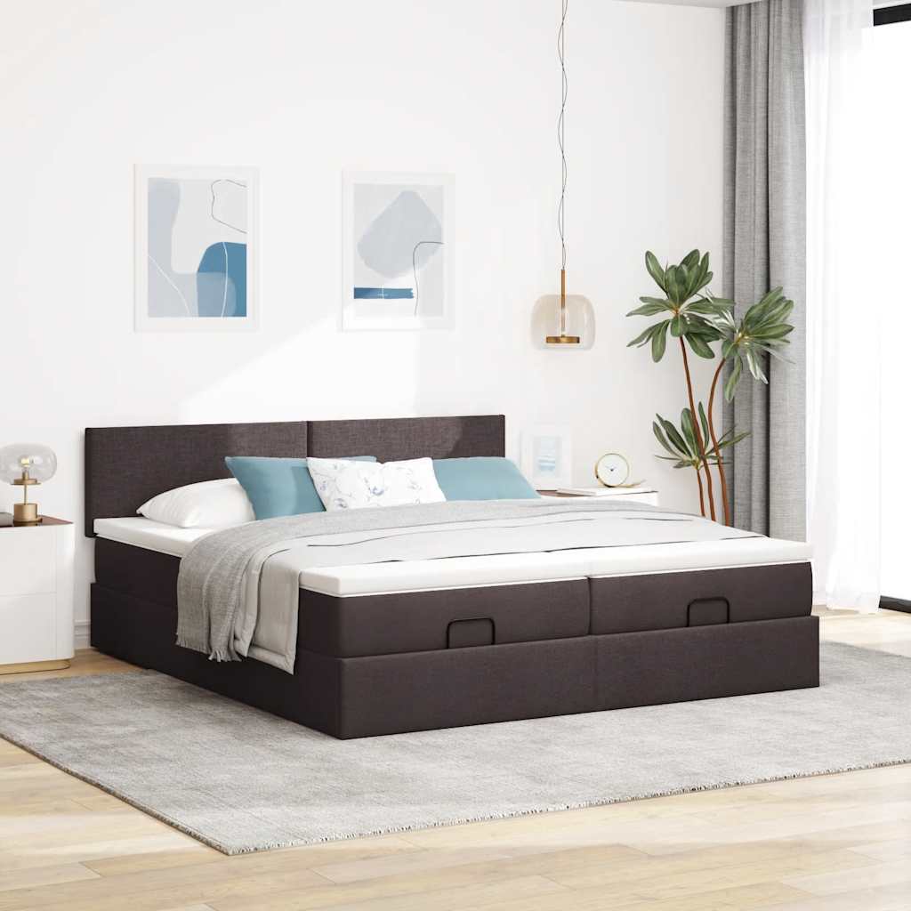 osmannisk sengeramme med madrasser 160x200 cm stof mørkebrun
