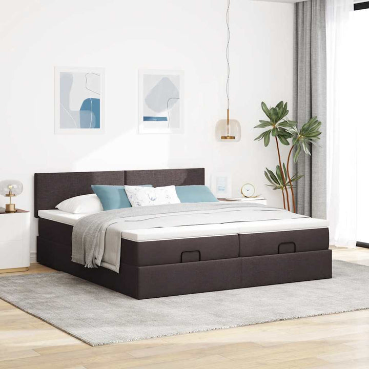 osmannisk sengeramme med madrasser 160x200 cm stof mørkebrun