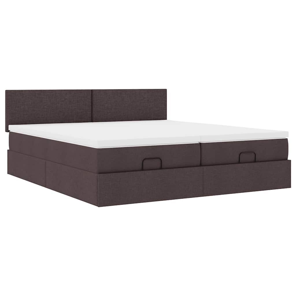 osmannisk sengeramme med madrasser 160x200 cm stof mørkebrun