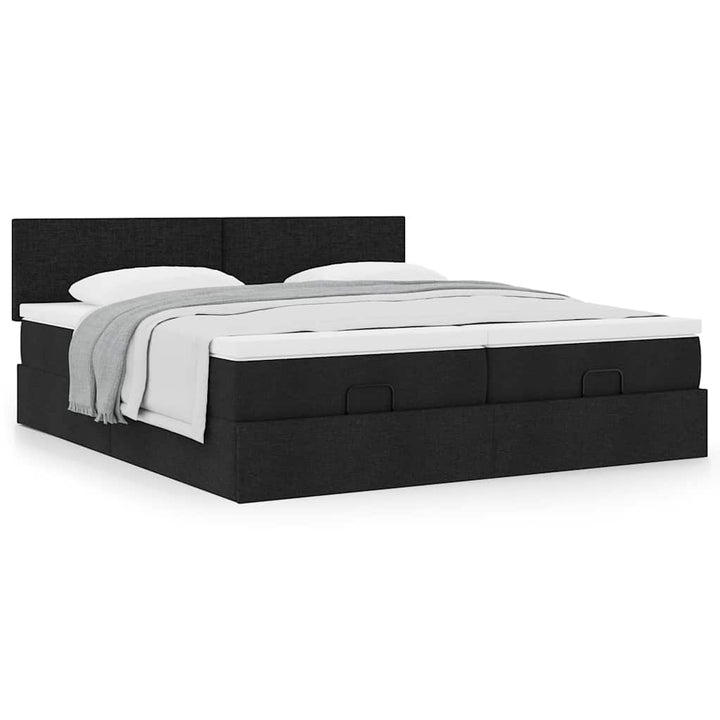 osmannisk sengeramme med madrasser 180x200 cm stof sort