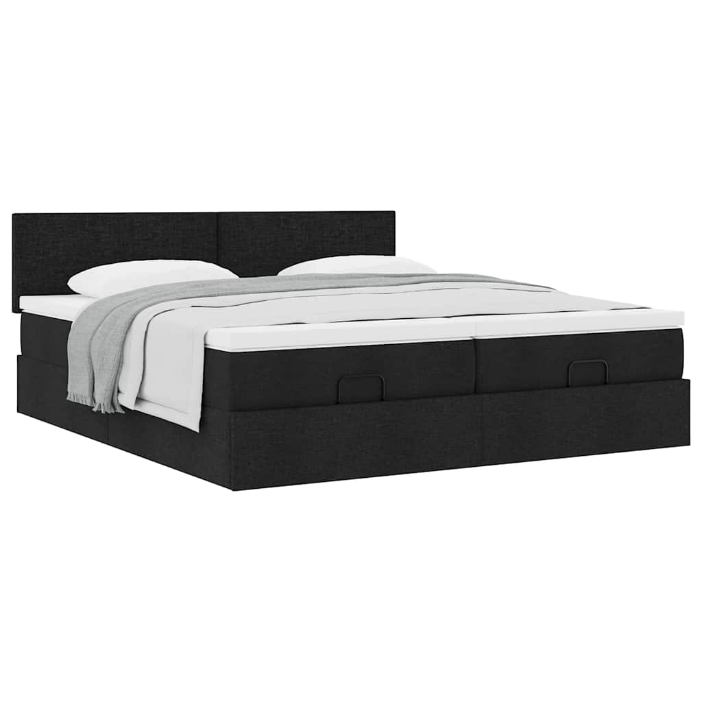 osmannisk sengeramme med madrasser 180x200 cm stof sort