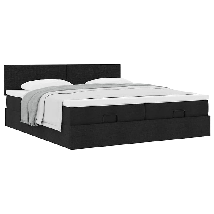 osmannisk sengeramme med madrasser 180x200 cm stof sort