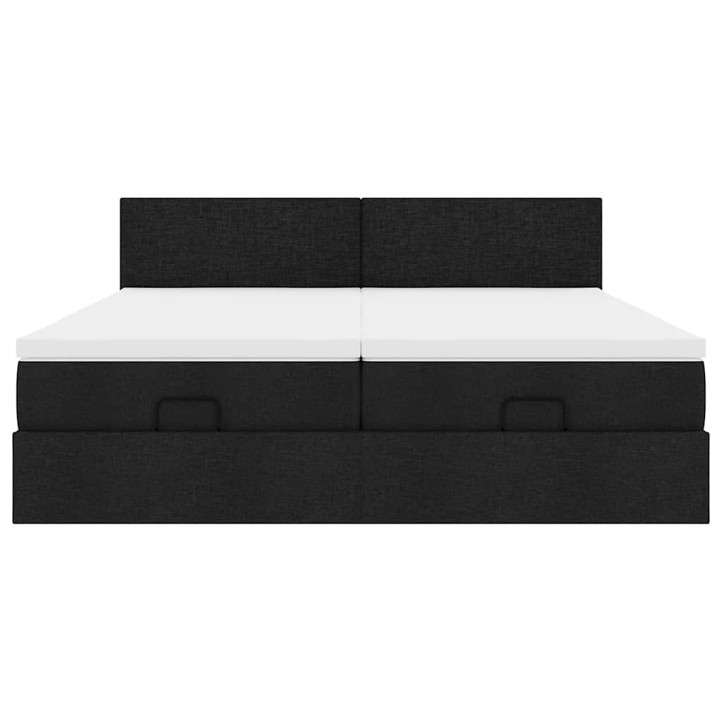 osmannisk sengeramme med madrasser 180x200 cm stof sort