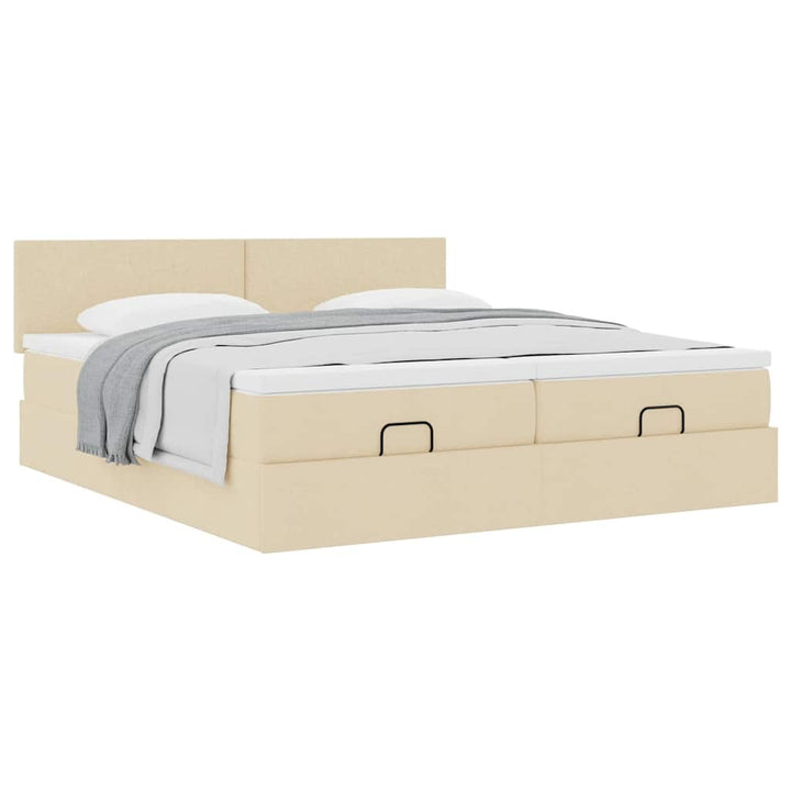 osmannisk sengeramme med madrasser 180x200 cm stof cremefarvet