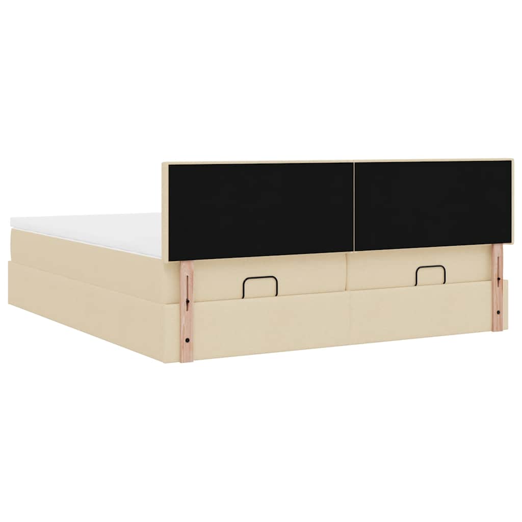 osmannisk sengeramme med madrasser 180x200 cm stof cremefarvet