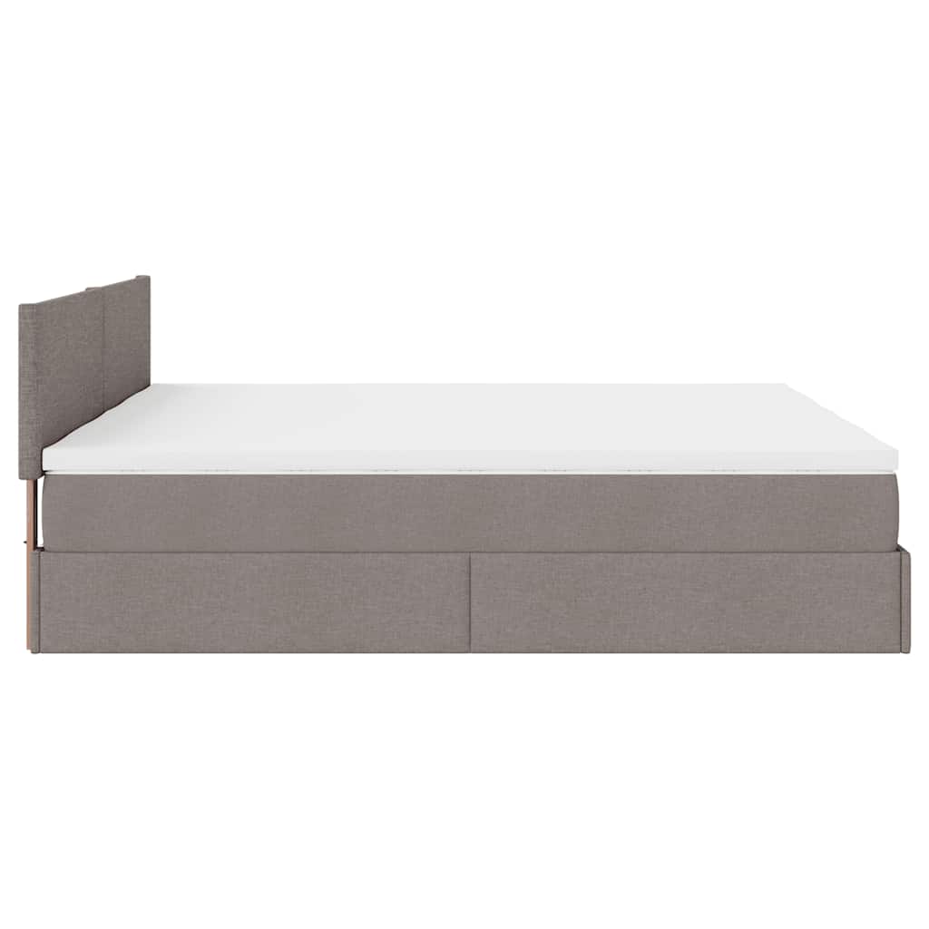 osmannisk sengeramme med madrasser 200x200 cm stof gråbrun