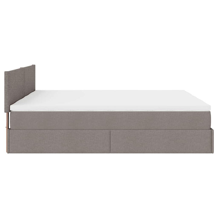 osmannisk sengeramme med madrasser 200x200 cm stof gråbrun