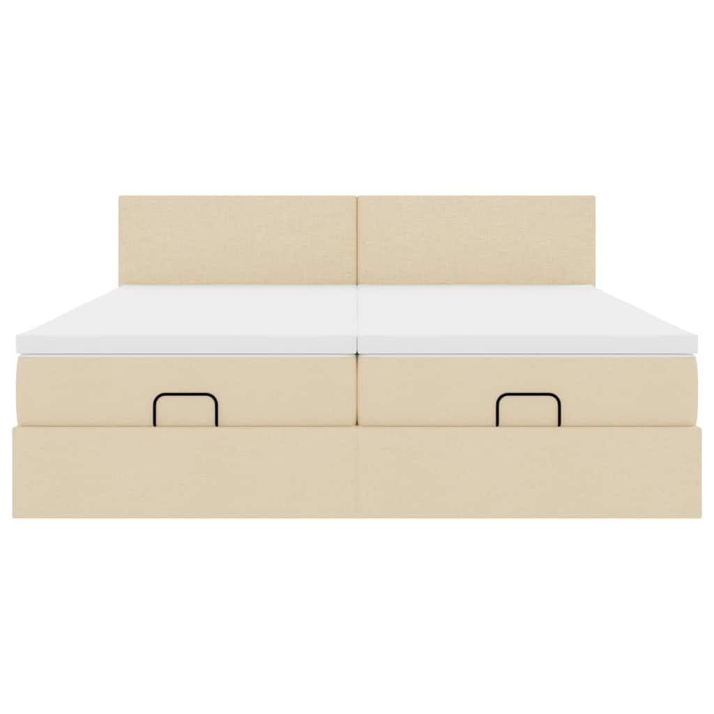 osmannisk sengeramme med madrasser 200x200 cm stof cremefarvet