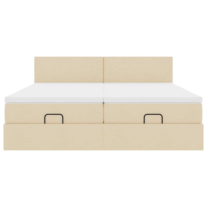 osmannisk sengeramme med madrasser 200x200 cm stof cremefarvet