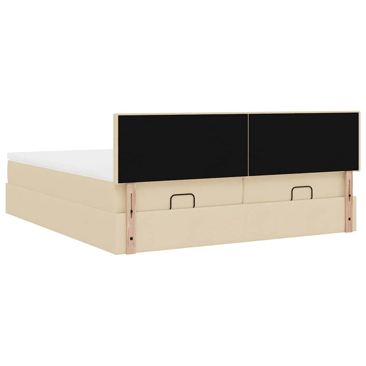 osmannisk sengeramme med madrasser 200x200 cm stof cremefarvet