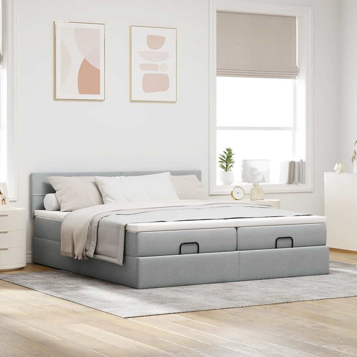 osmannisk sengeramme med madrasser 160x200 cm stof lysegrå