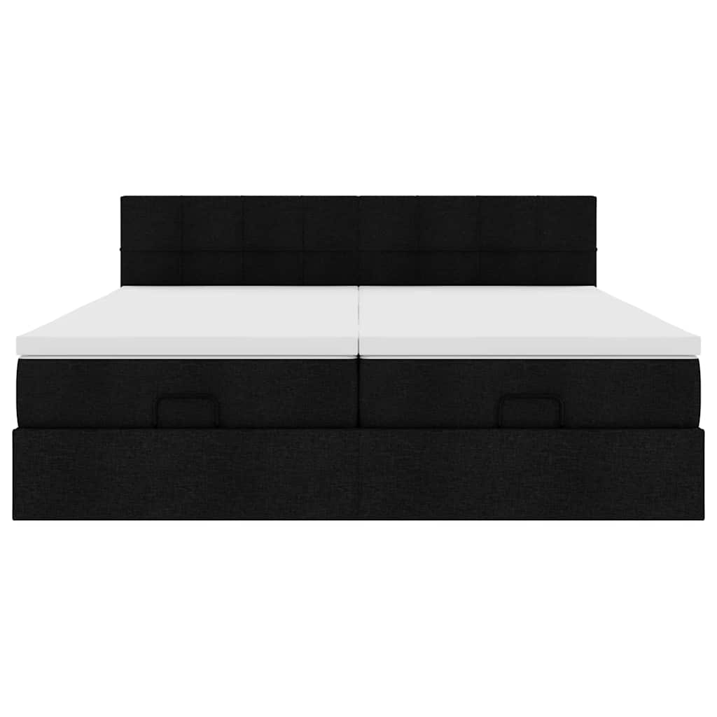 osmannisk sengeramme med madrasser 160x200 cm stof sort