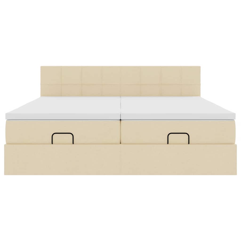 osmannisk sengeramme med madrasser 160x200 cm stof cremefarvet