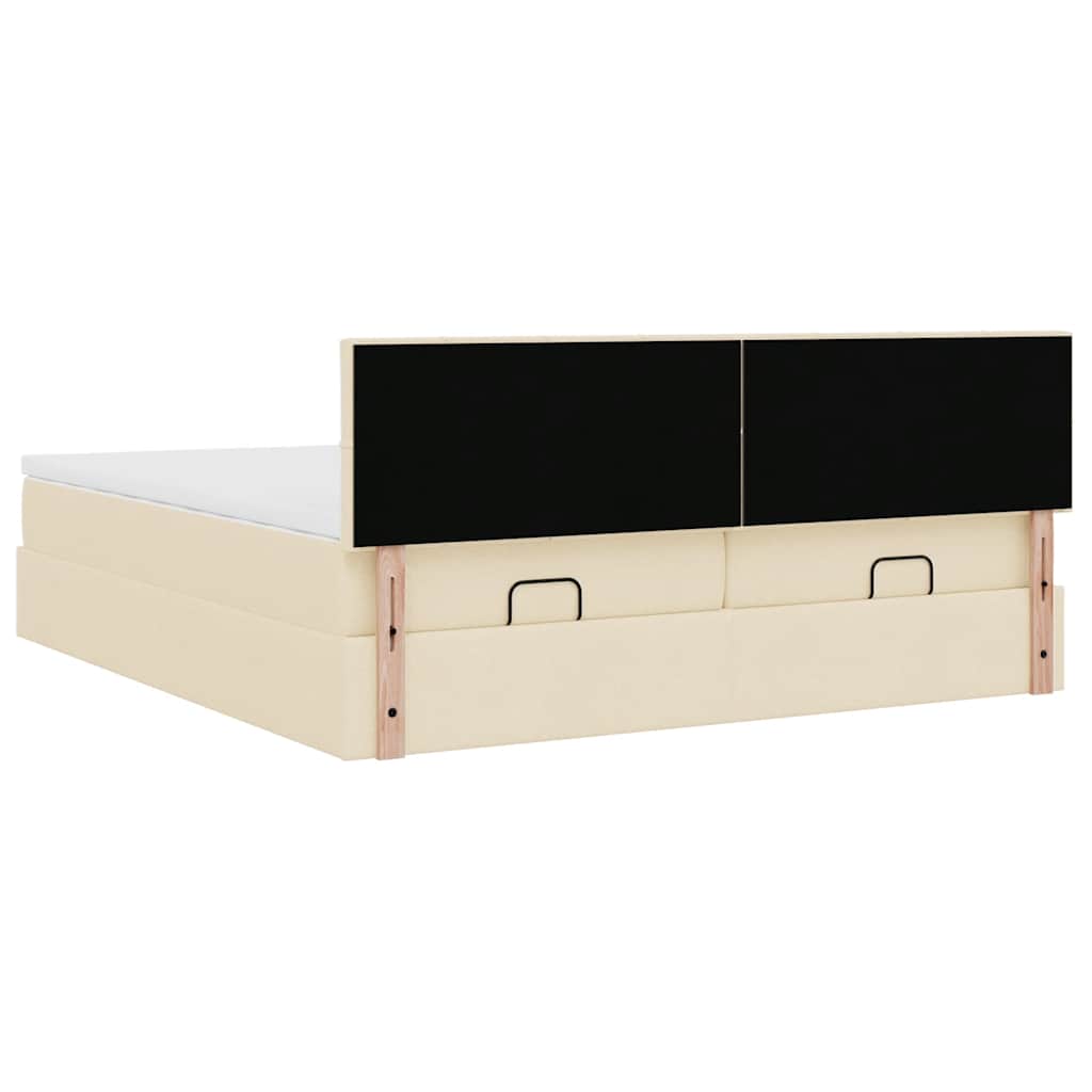 osmannisk sengeramme med madrasser 160x200 cm stof cremefarvet