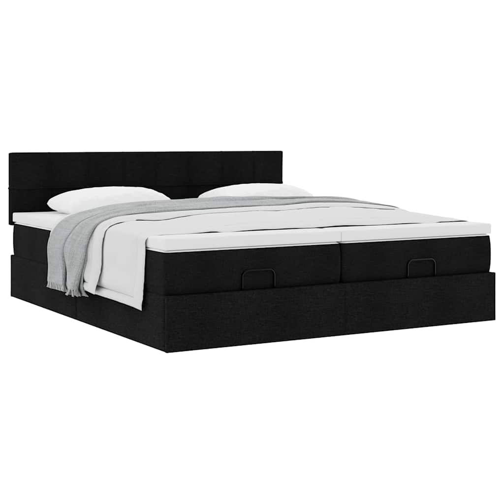 osmannisk sengeramme med madrasser 180x200 cm stof sort