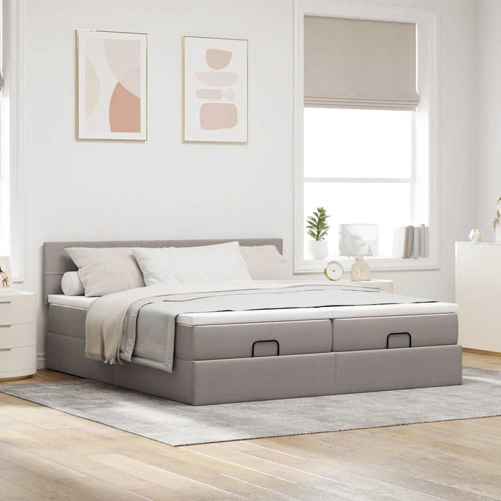 osmannisk sengeramme med madrasser 180x200 cm stof gråbrun