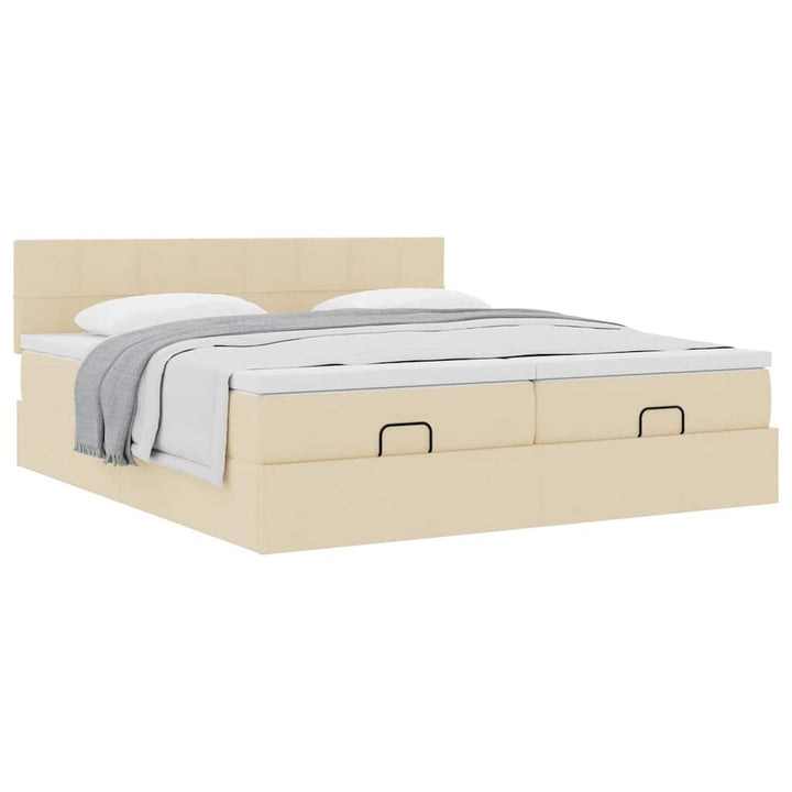 osmannisk sengeramme med madrasser 180x200 cm stof cremefarvet