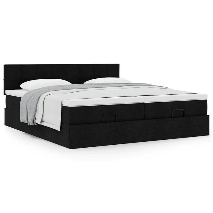 osmannisk sengeramme med madrasser 200x200 cm stof sort