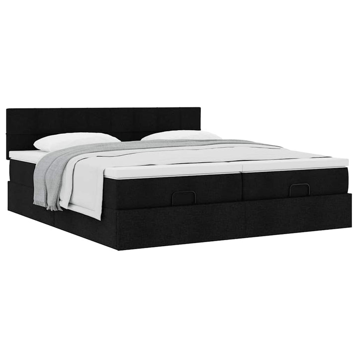 osmannisk sengeramme med madrasser 200x200 cm stof sort