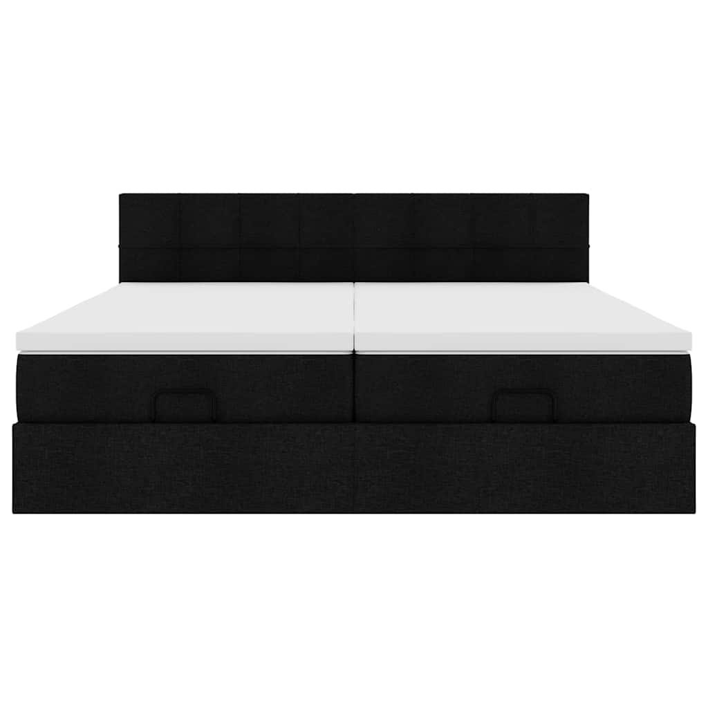 osmannisk sengeramme med madrasser 200x200 cm stof sort