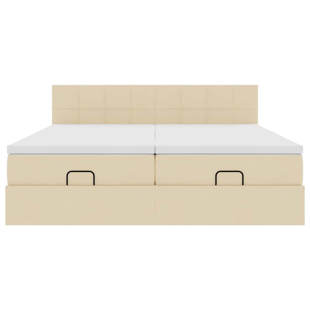 osmannisk sengeramme med madrasser 200x200 cm stof cremefarvet