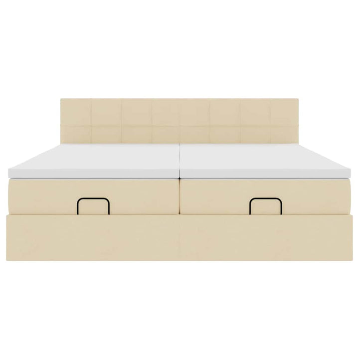 osmannisk sengeramme med madrasser 200x200 cm stof cremefarvet