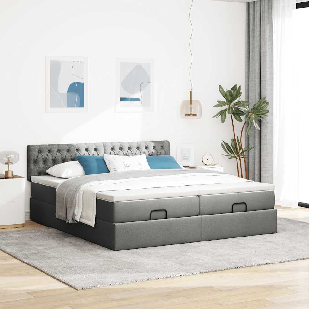 osmannisk sengeramme med madrasser 160x200 cm stof mørkegrå