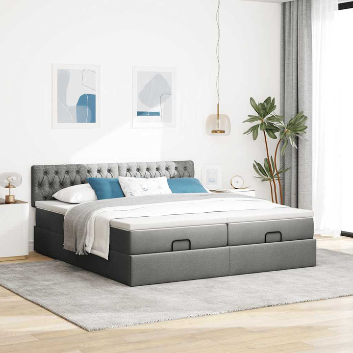 osmannisk sengeramme med madrasser 160x200 cm stof mørkegrå