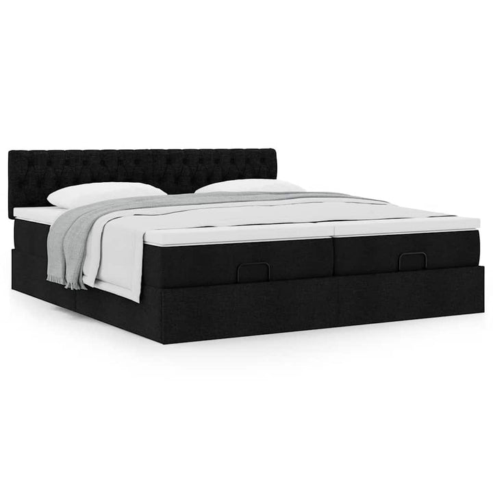 osmannisk sengeramme med madrasser 160x200 cm stof sort