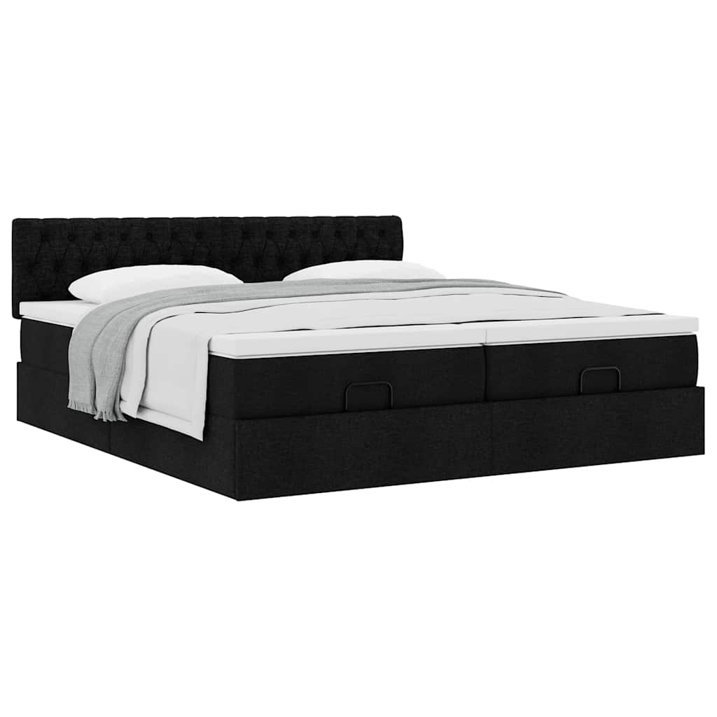 osmannisk sengeramme med madrasser 160x200 cm stof sort