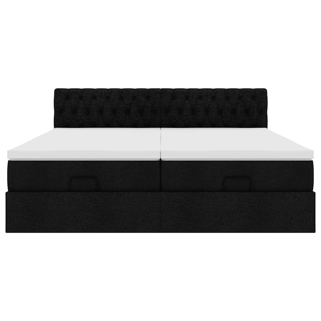 osmannisk sengeramme med madrasser 160x200 cm stof sort