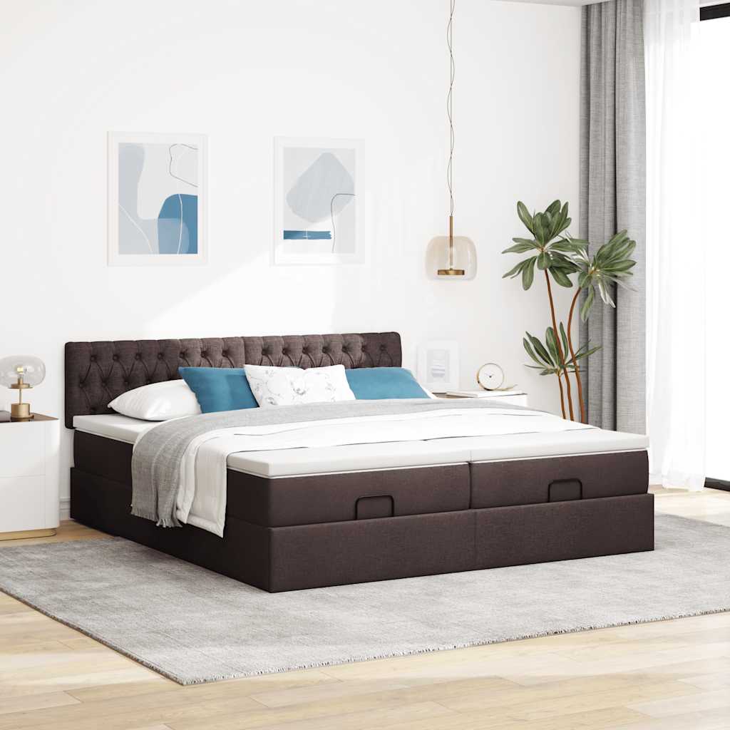 osmannisk sengeramme med madrasser 160x200 cm stof mørkebrun