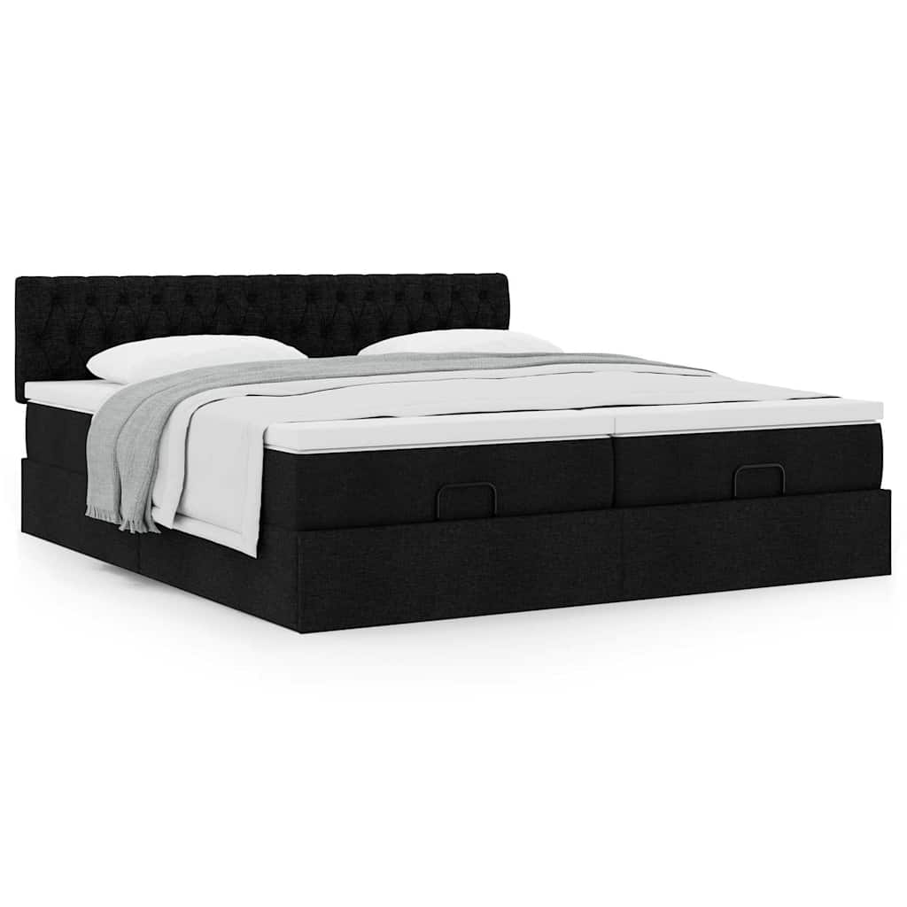 osmannisk sengeramme med madrasser 180x200 cm stof sort