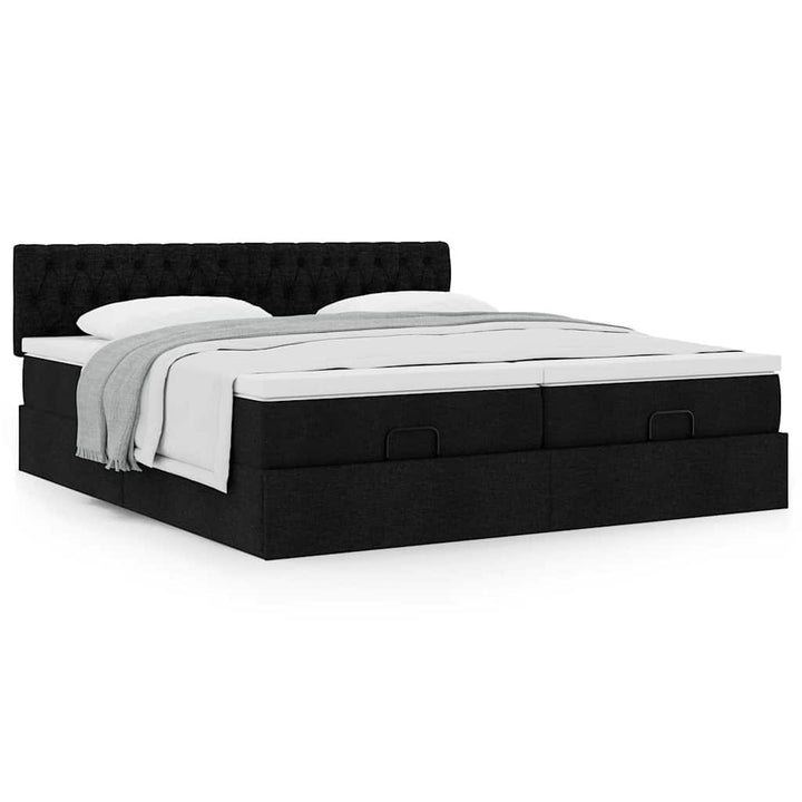 osmannisk sengeramme med madrasser 180x200 cm stof sort