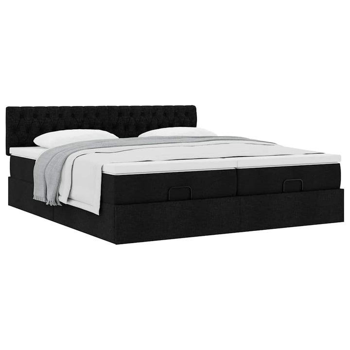 osmannisk sengeramme med madrasser 180x200 cm stof sort