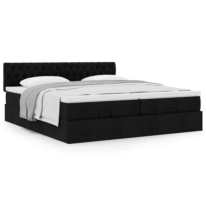 osmannisk sengeramme med madrasser 200x200 cm stof sort