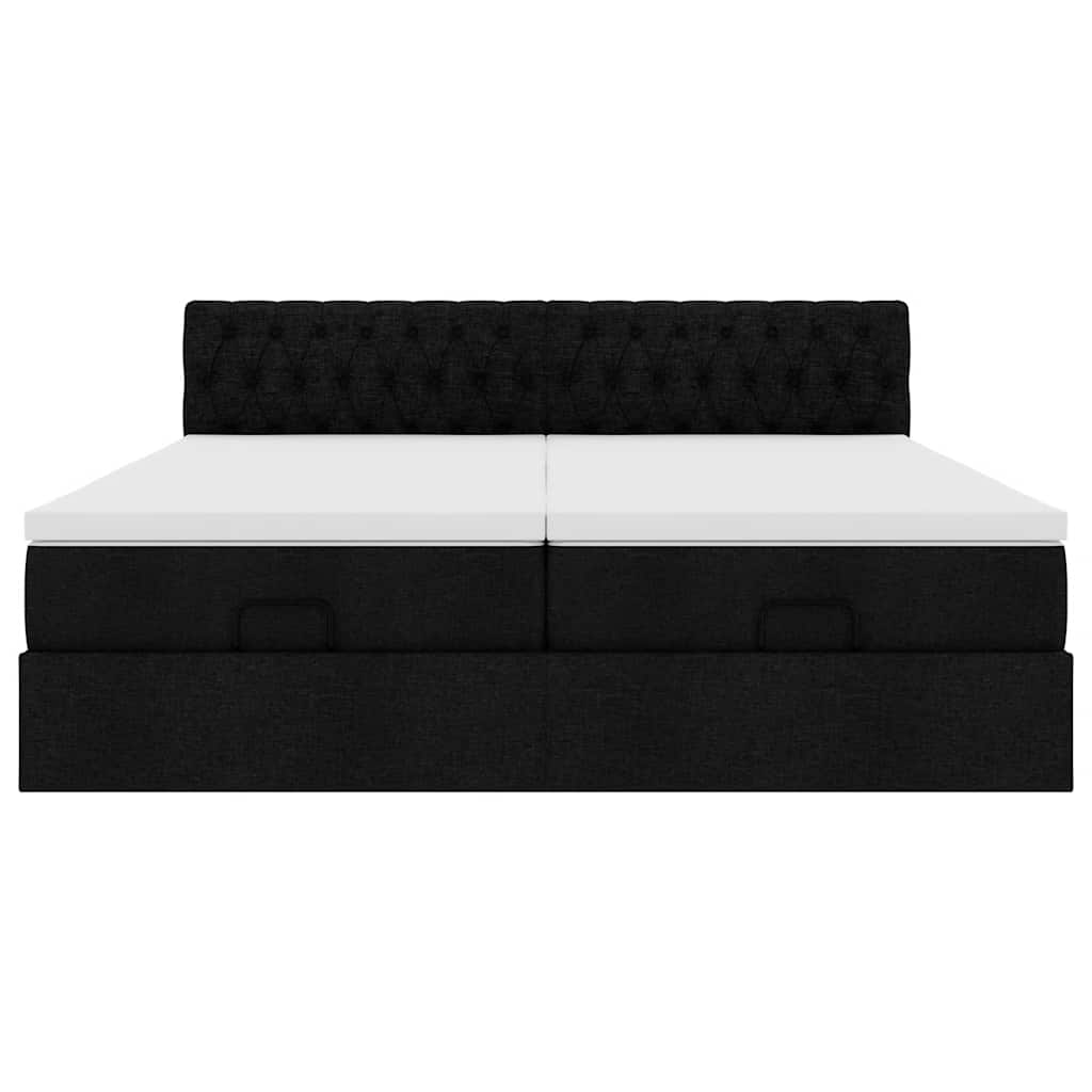 osmannisk sengeramme med madrasser 200x200 cm stof sort
