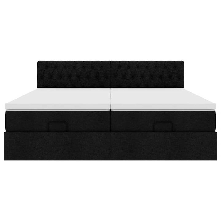 osmannisk sengeramme med madrasser 200x200 cm stof sort