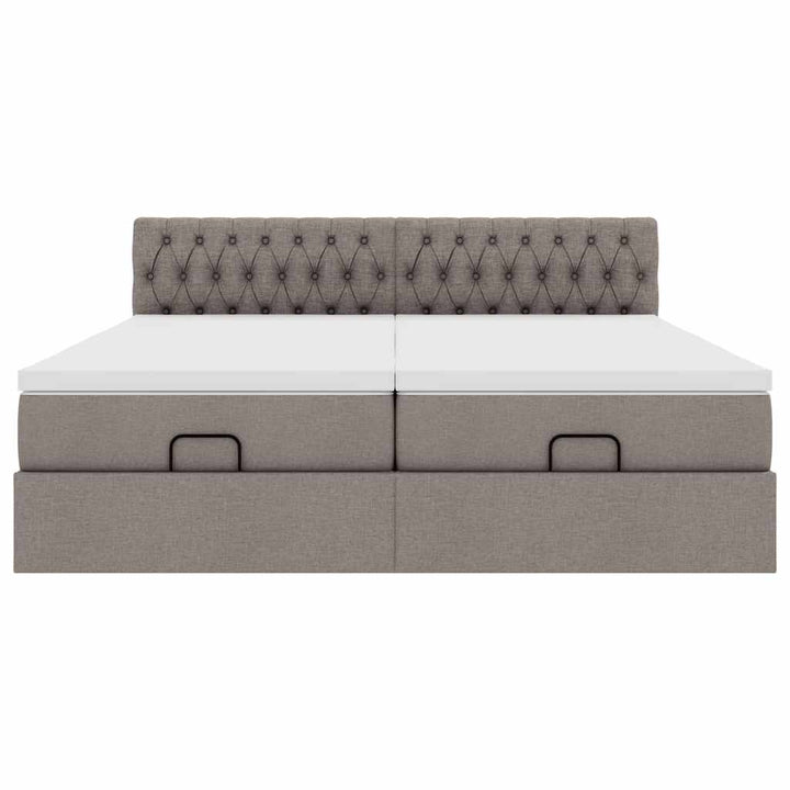 osmannisk sengeramme med madrasser 200x200 cm stof gråbrun