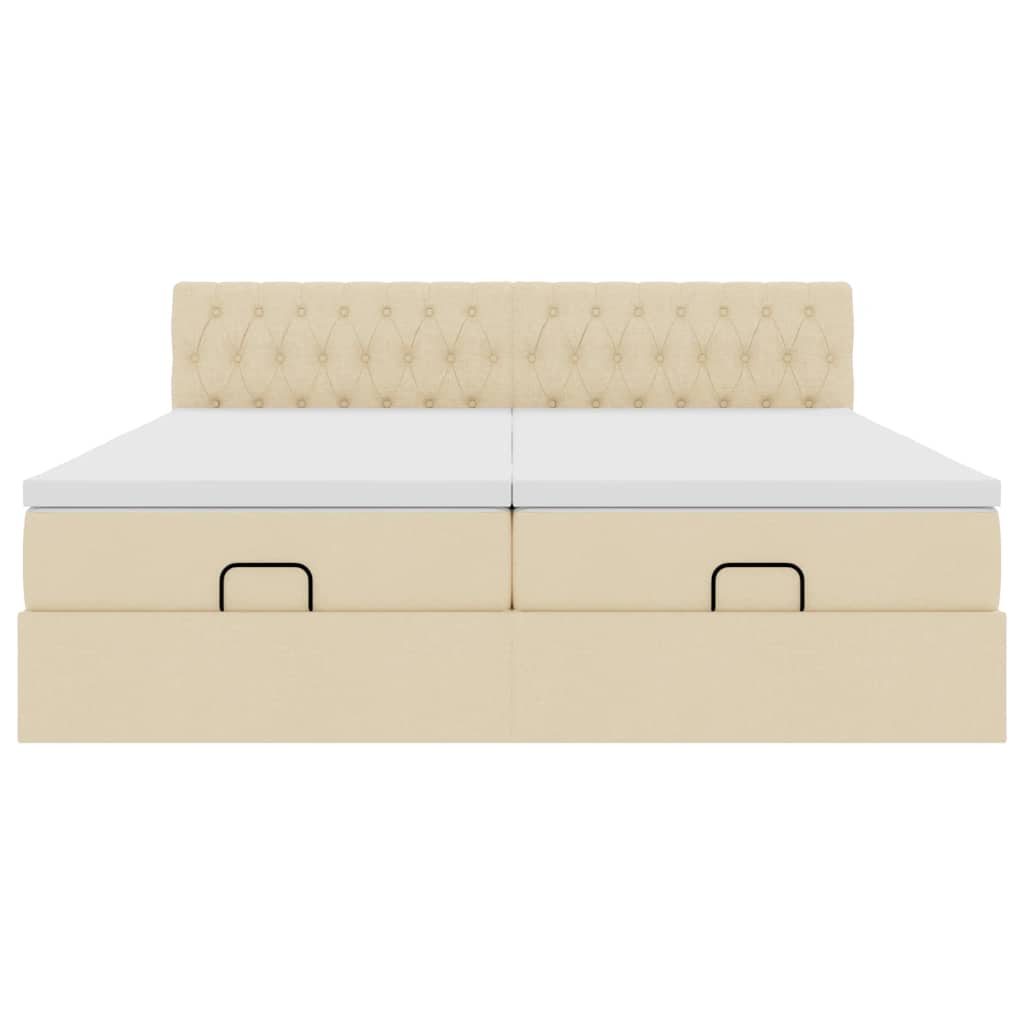 osmannisk sengeramme med madrasser 200x200 cm stof cremefarvet