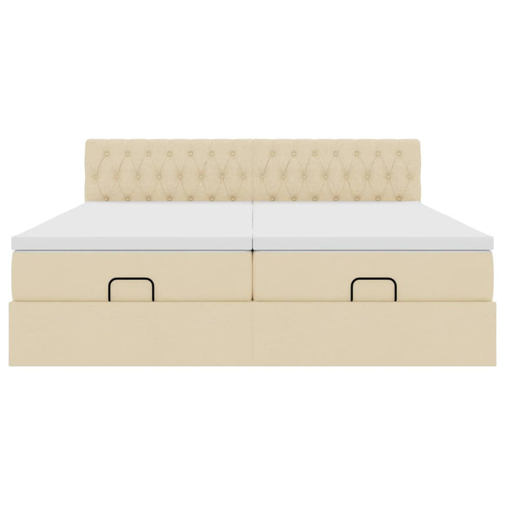 osmannisk sengeramme med madrasser 200x200 cm stof cremefarvet