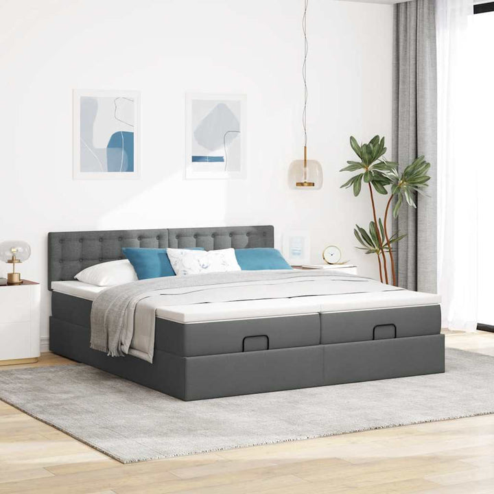 osmannisk sengeramme med madrasser 160x200 cm stof mørkegrå