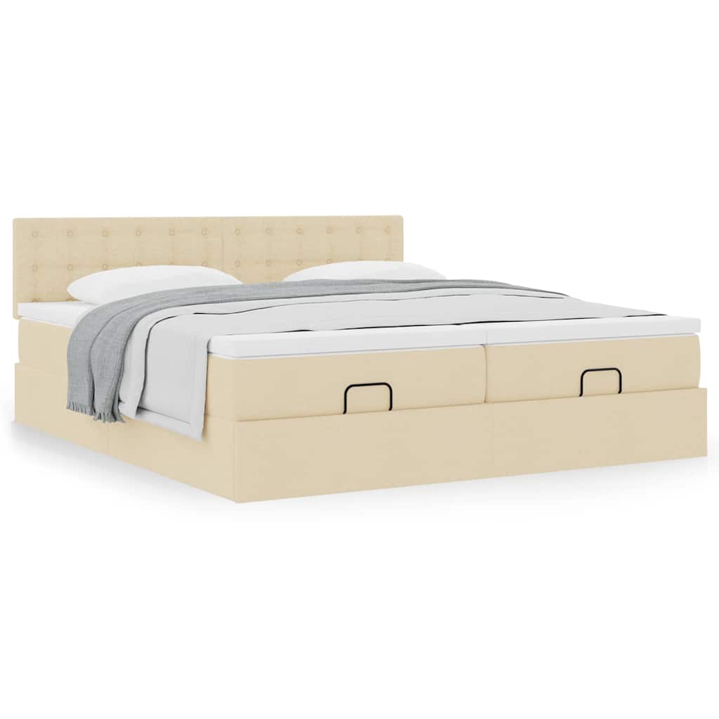 osmannisk sengeramme med madrasser 160x200 cm stof cremefarvet