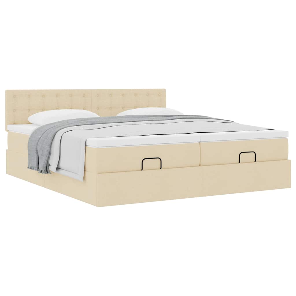 osmannisk sengeramme med madrasser 160x200 cm stof cremefarvet