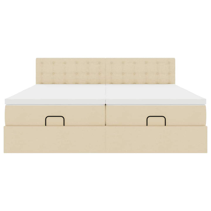 osmannisk sengeramme med madrasser 160x200 cm stof cremefarvet