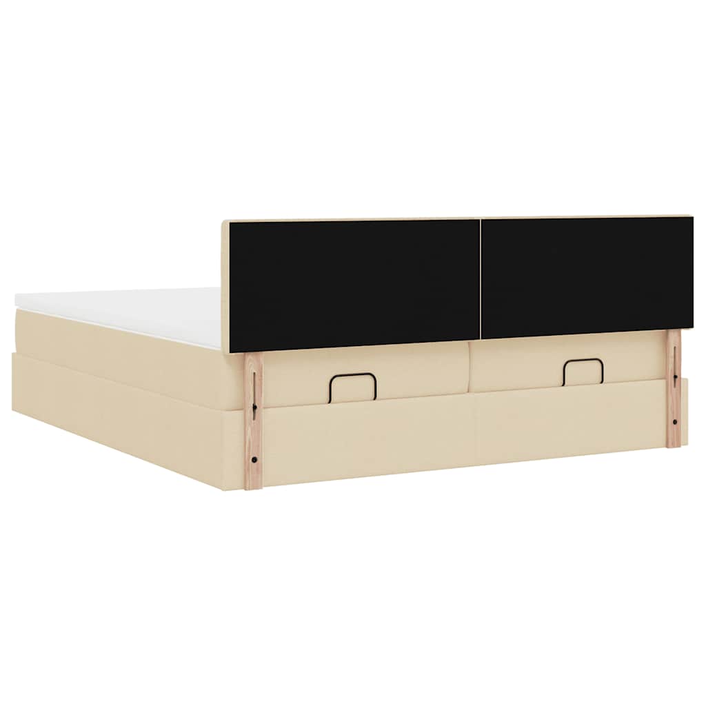osmannisk sengeramme med madrasser 160x200 cm stof cremefarvet