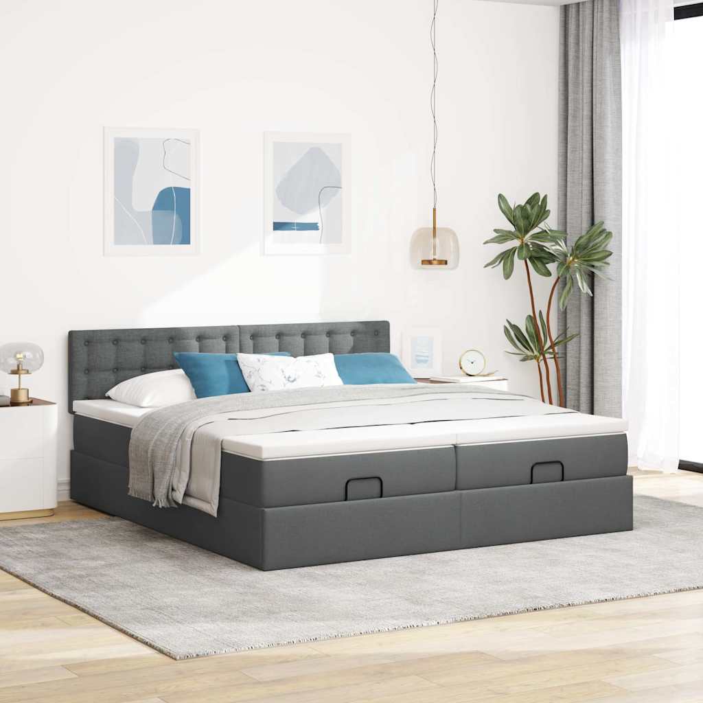 osmannisk sengeramme med madrasser 180x200 cm stof mørkegrå