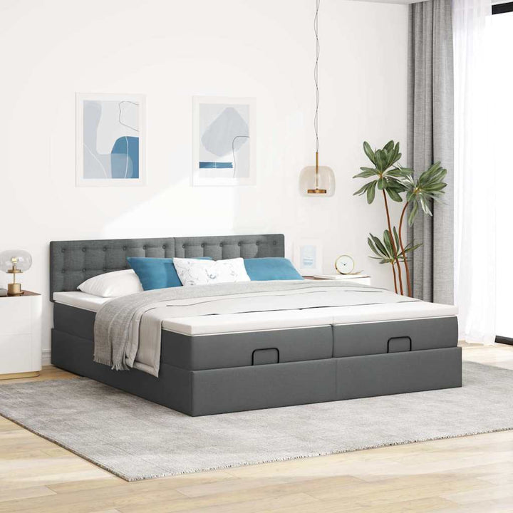 osmannisk sengeramme med madrasser 180x200 cm stof mørkegrå