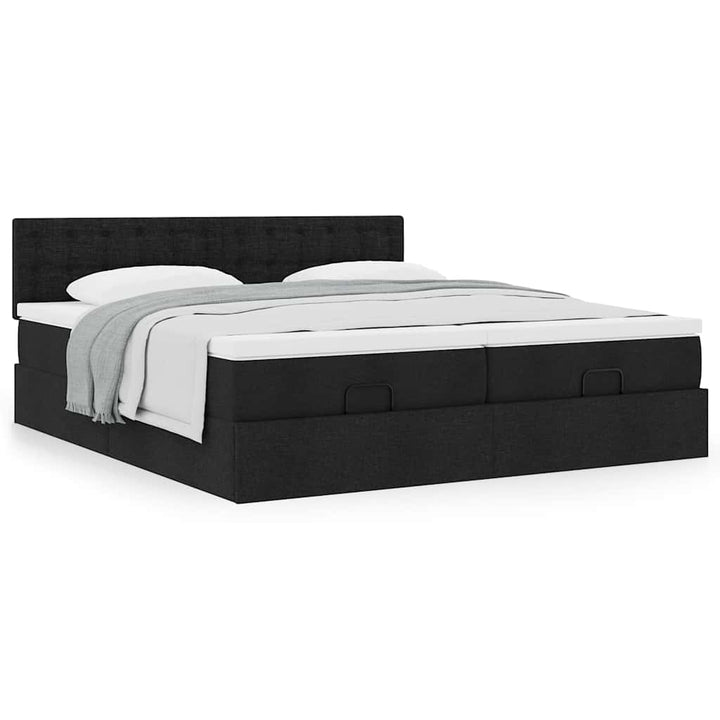 osmannisk sengeramme med madrasser 180x200 cm stof sort