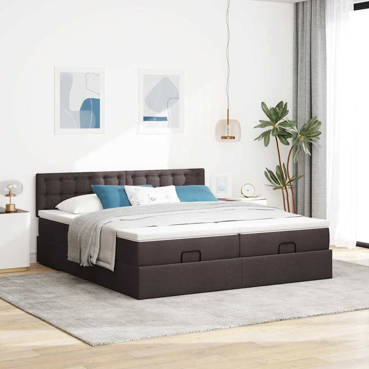 osmannisk sengeramme med madrasser 180x200 cm stof mørkebrun